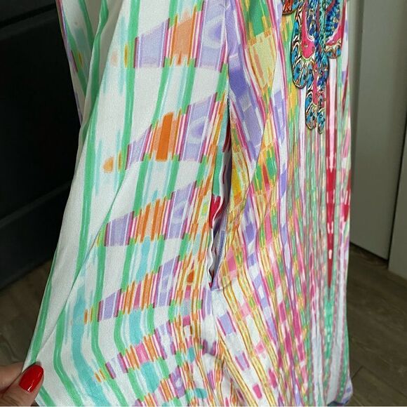 La Moda Clothing Resortwear Multicolored Kaftan Maxi Dress Size S/M - Picture 4 of 12